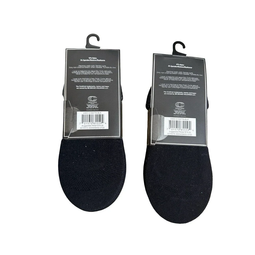 Bebe Womens No Show Socks 12 Pairs Black Liner Low Cut Shoe Socks New